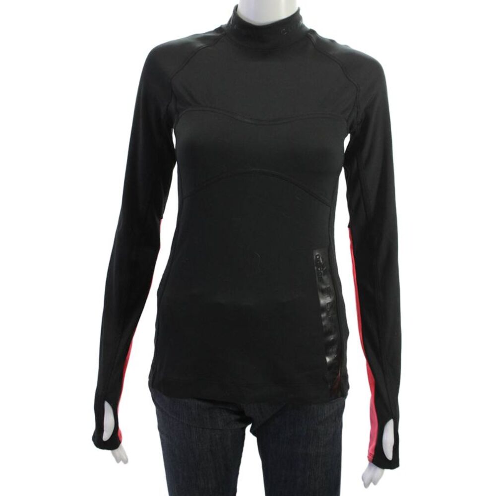 Stella McCartney Womens Color Block Laser Detail Active Top Black Orange Size S